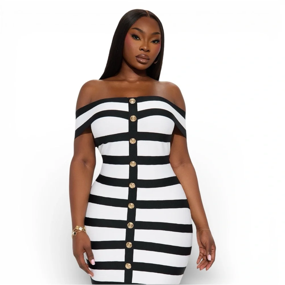 Zaria Striped Bandage Midi Dress - XS - Picture 4 of 8